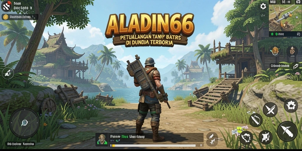 Menampilkan aksi seru di dunia terbuka ALADIN66 dengan lanskap menakjubkan.
