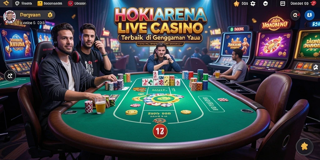 Gambaran gameplay HOKIARENA dengan dealer langsung dan pemain yang aktif.