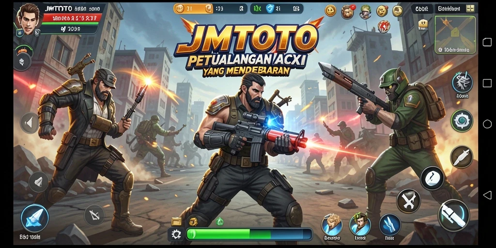 Tampilan gameplay menegangkan di JMTOTO saat karakter bertarung.