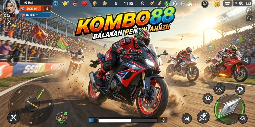 Gameplay aksi balapan motor yang mendebarkan.