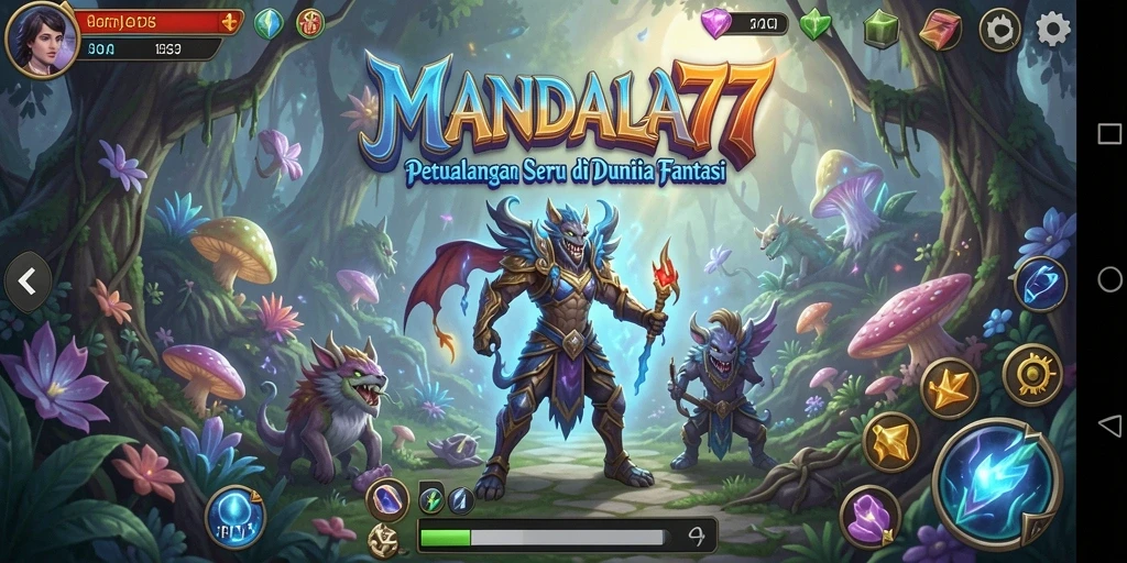 Screenshot gameplay MANDALA77 yang menunjukkan petualangan di dunia luas.