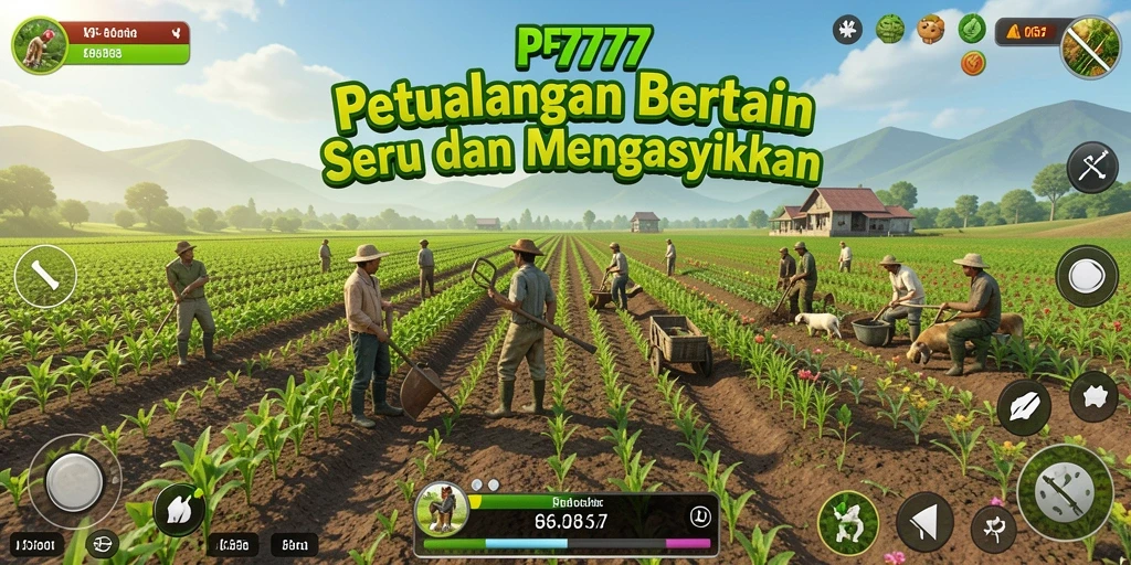 Tampilan gameplay PF777 yang menarik saat merawat tanaman dan hewan.