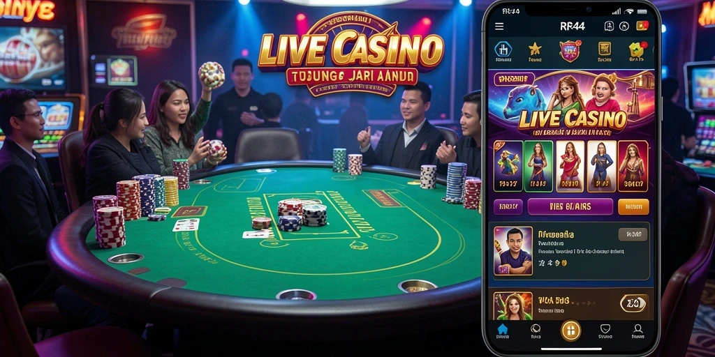 Tampilan gameplay Live Casino yang menarik dan interaktif di RR44.