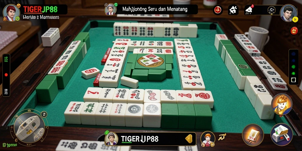 Screenshot gameplay TIGERJP88 menampilkan susunan ubin Mahjong yang menarik.