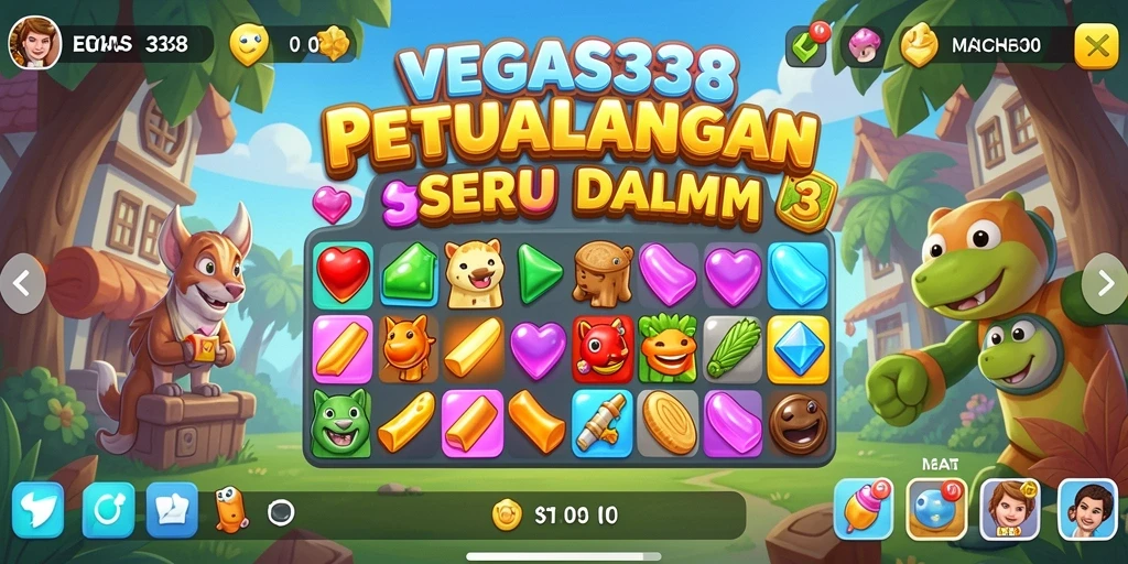 Tampilan gameplay seru dalam VEGAS338 yang penuh warna.